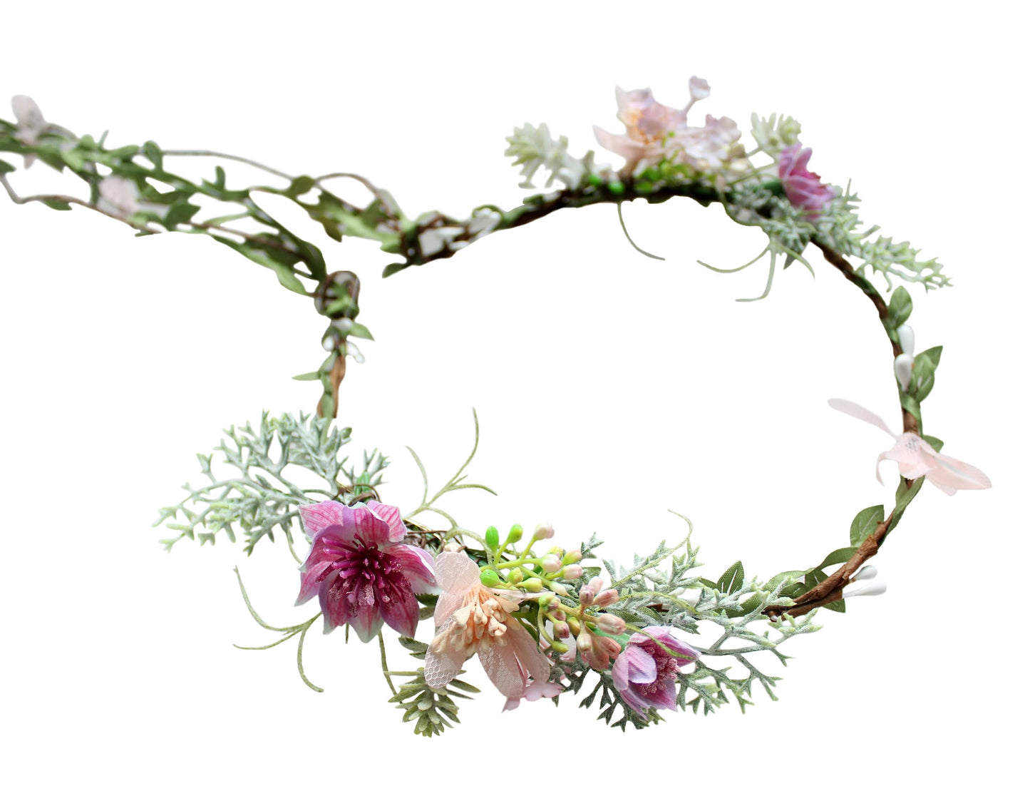 Vivivalue Wedding Flower Crown Women Floral Headband Hair Wreath Flower Headpiece Halo Boho With Ribbon Party Prom Festival Phot