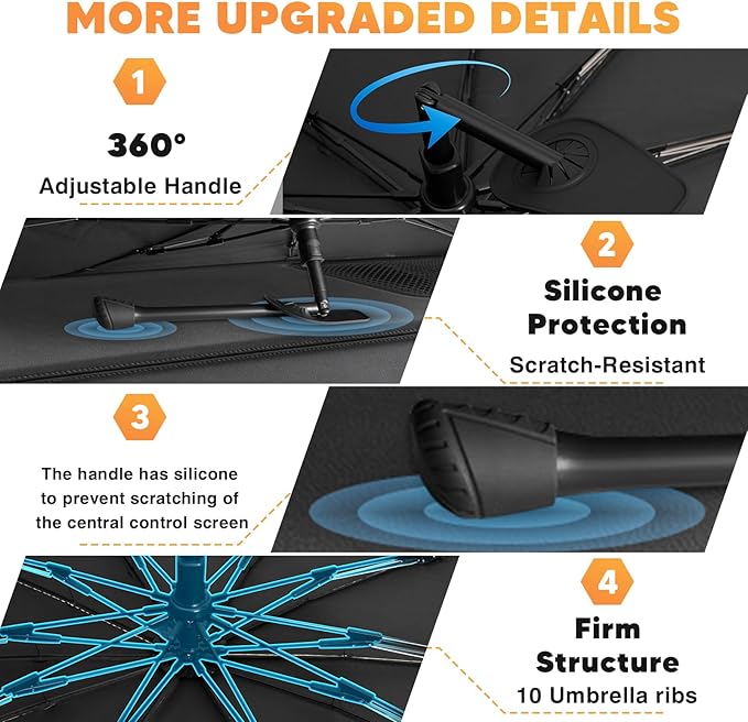 KUST Custom Fit Windshield Sun Shade Umbrella for Subaru Forester 2019-2025 2026 | Foldable Sunshade with Bendable Handle | Blocks Heat & UV Scratch Resistant Keep Cool Sunshield