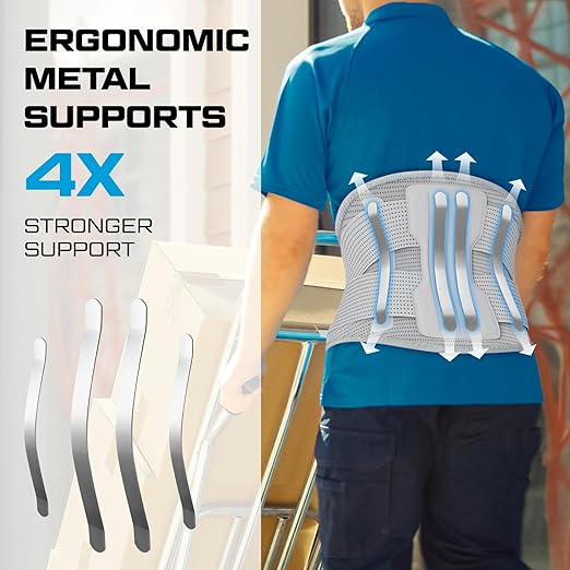 NEENCA Professional Back Brace for Herniated Disc, Lower Back Pain Relief, Lumbar Strain | Adjustable Lumbar Support Belt for Men and Women | Ideal for Work, Lifting, Posture Correction, Sciatica, Scoliosis (Gray, Small)