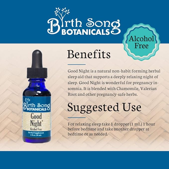 Good Night Tincture, Natural Herbal Sleep Aid Supplement with Valerian Root and Chamomile, 1oz Bottle