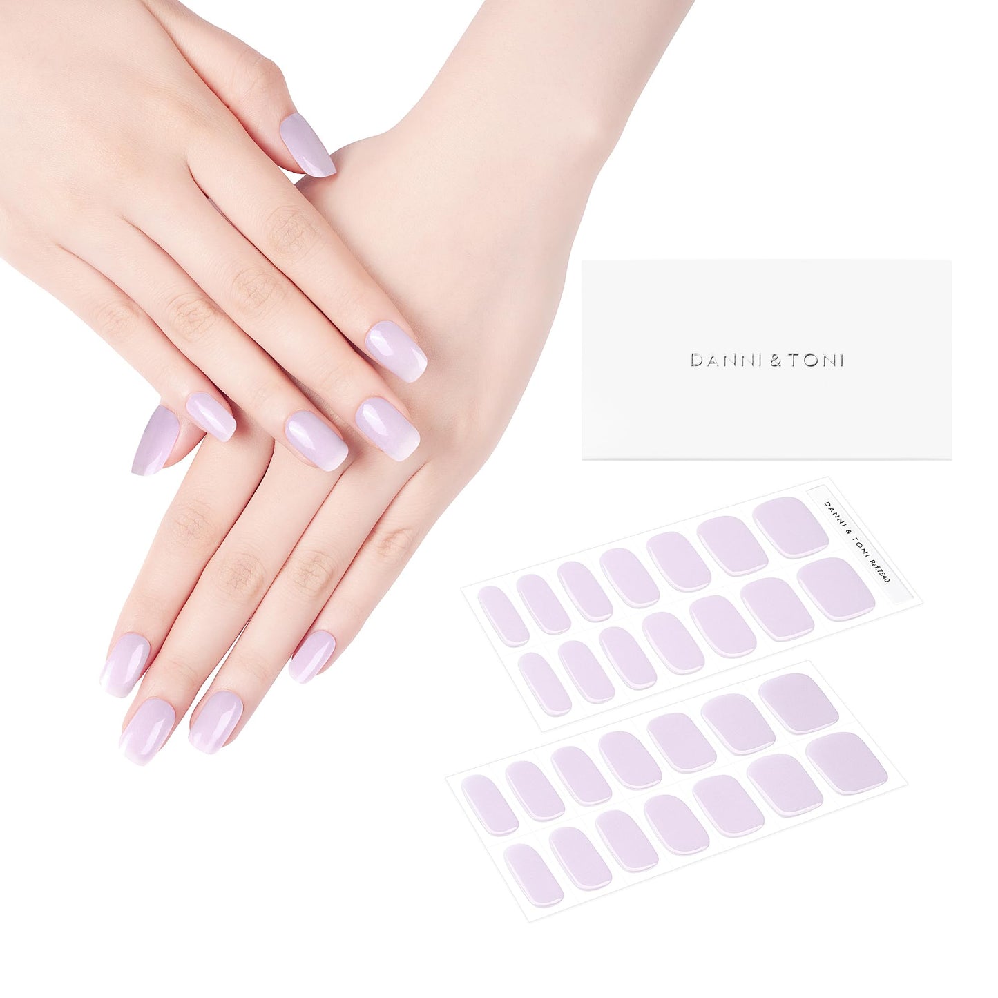 Danni & Toni Semi Cured Gel Nail Strips (Pearlescent Purple) Gel Nail Stickers/Wraps 28 Stickers