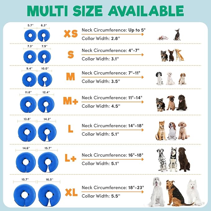 BENCMATE Inflatable Dog Cone Collar Alternative, Soft Dog Cone for Small Medium Large Dogs and Cats, Neck Recovery ECollar Donut Collar After Surgery (Medium+, Police Officer)