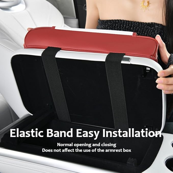 Armrest Box Pad for Car w/Type-C Charging Interface, Car Center Console Cover w/Cup Holder, Interior Car Accessories (Black)
