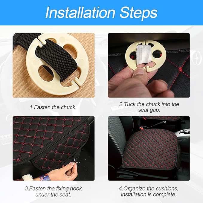 3PCS Set Car Seat Cushion for Front and Back Seat, 3D Soft Linen Breathable Auto Seat Cover, Comfort Non-Slip Rubber Bottom, Car Seat Protector Pad Universal for Office Chair, Home (Red/3PCS)