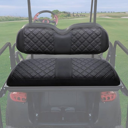 MOSNAI Golf Cart Rear Seat Covers for EZGO Club Car Yamaha Aftermarket Rear Seat Cushion, Rear Seat Cover with Concave and Convex Design, Thick Vinyl Leather Comfortable, Breathable & Easy to Clean
