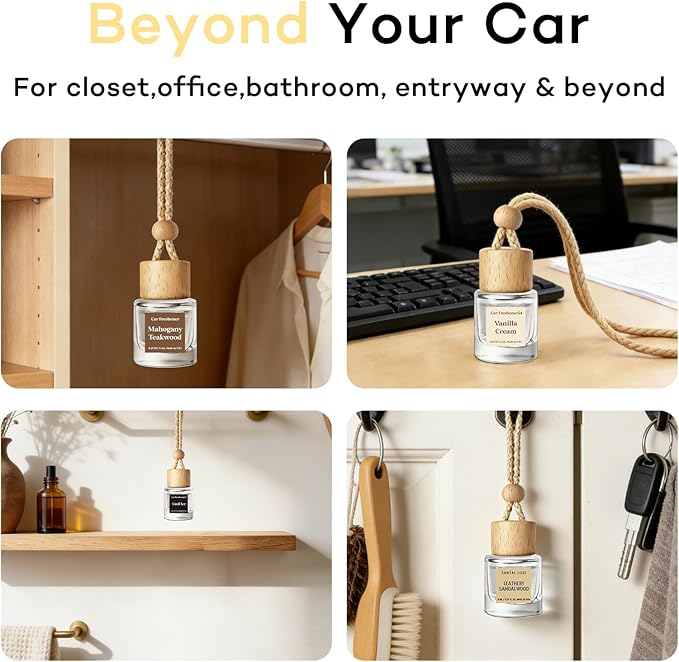 C Classy Hanging Car Air Freshener 2 Pack, Black Coffee Essential Oil Diffuser, Long-Lasting Fragrance, Cute Glass Bottle Car Accessories for Women & Men, Made in USA