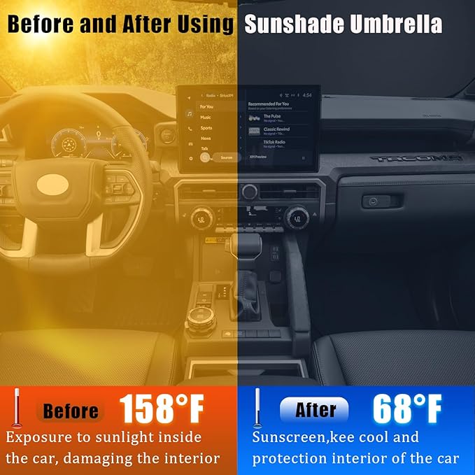 JDDRY Car Front Windshield Sun Shade with Pull Cord, Umbrella Sun Shade for Windshield, 2024 Sun Shades Cover for Small Car/Sedan/Compact SUV (140x74cm)