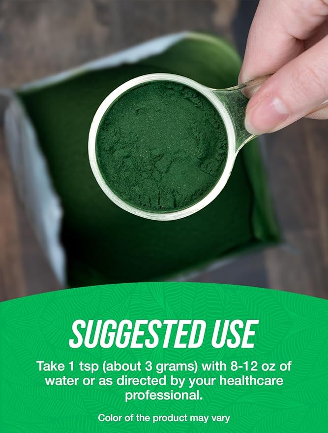 BulkSupplements.com Organic Spirulina Powder - Superfood, Green Spirulina Powder, Herbal Supplement - Vegan-Friendly, 3g per Serving, 250g (8.8 oz) (Pack of 1)