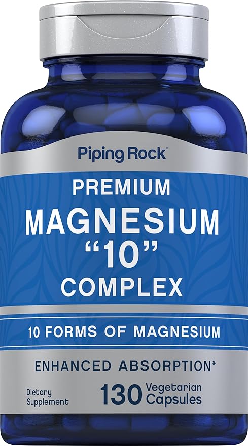 Piping Rock Magnesium 10 in One Complex | 130 Capsules | Supplement for Men and Women | Vegetarian, Non-GMO, Gluten Free