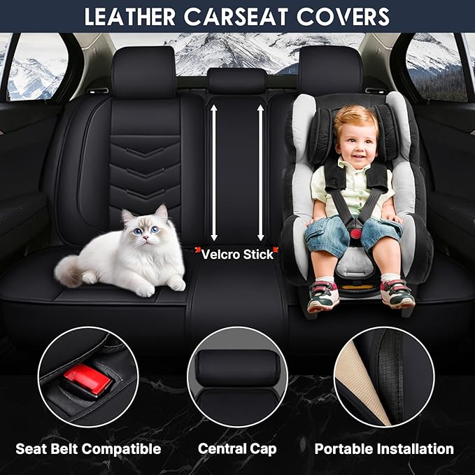 Car Seat Cover 7 Seats for Hyundai Palisade 2020-2025, Durable Wear Resistant Waterproof Seat Covers,Breathable No Odor Premium Leather Vehicle Seat Covers.(Standard,Black)