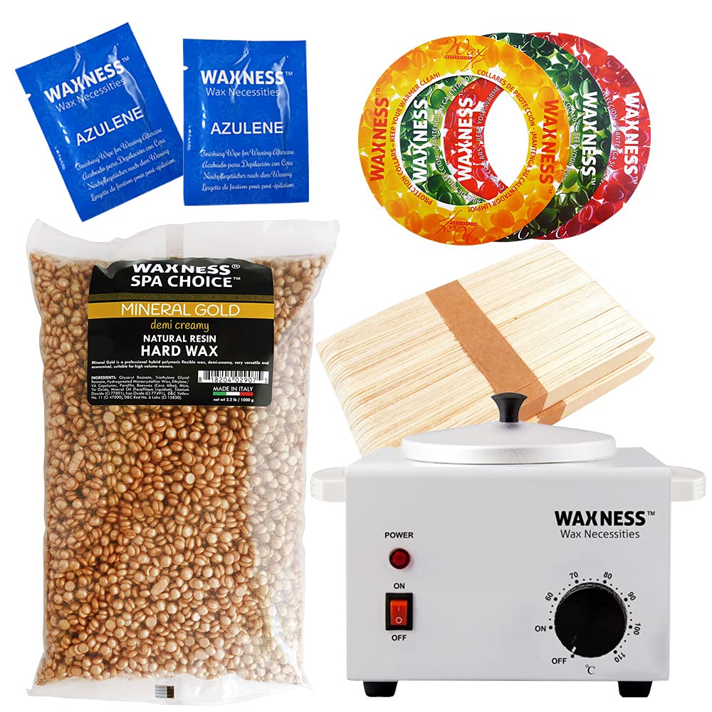 Waxness Spa Choice Mineral Gold Demi Creamy Waxing Kit With 2.2 Lb / 1 Kg Wax Bag