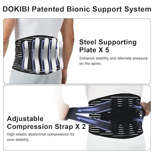 Back Brace for Lower Back Pain Relief with Bionic Support System,Lumbar Support Belt for Men Women,Breathable Mesh with 3D Lumbar Pad for Herniated Disc, Sciatica, Scoliosis(Black，XL)