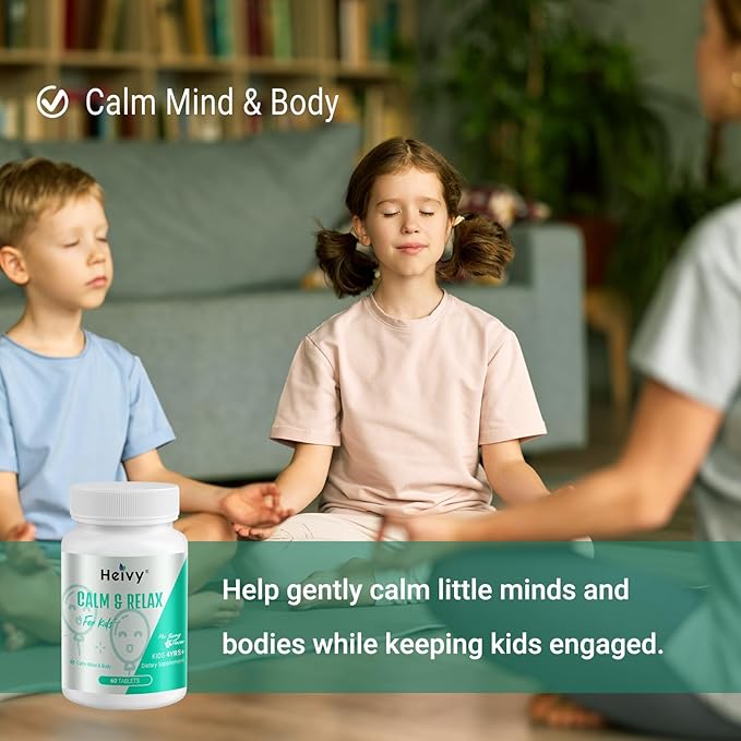 Kids Calming Supplement, Contains Magnesium Glycinate & Vitamin B6, Support Kids Calm & Relax, Calm Mind and Body, Berry Flavor for Kids Age 4+ (60 Servings)