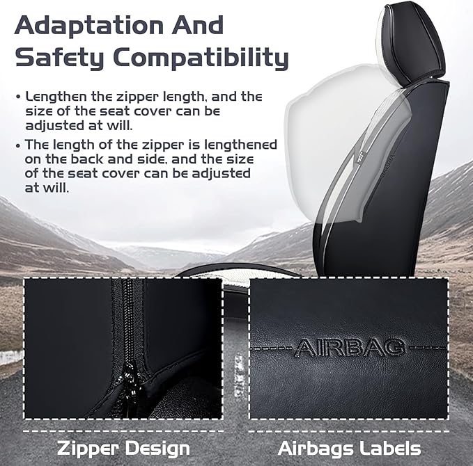 Truck Seat Covers for Ram 2500 2009-2026, Waterproof Premium Leather Full Coverage Car Seat Cover, Muscle Sport Style Auto Interior Seat Cover Sets (Front Set/Black White)