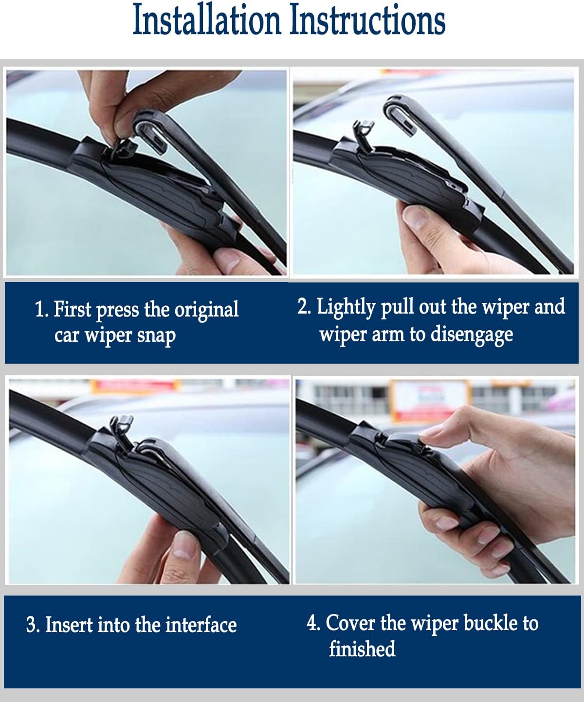 3 Wipers Set for Infiniti QX70 2014-2017, Windshield Wiper Blades Original Equipment Replacement Front and Rear- 24"/19"/14B" (Pack of 3) J- HOOK