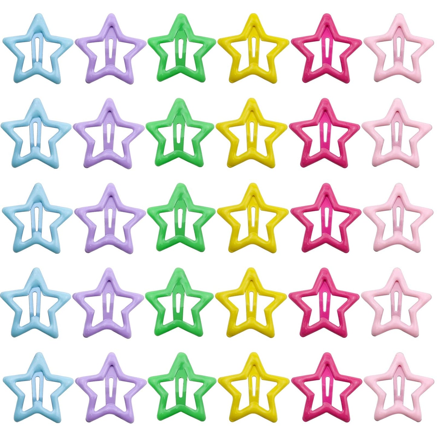 30 Pack Star Snap Hair Clips Non-Slip Toddlers Colorful Cute Lovely Metal Hair Barrettes Hair Accessories For Women Girls Mixed