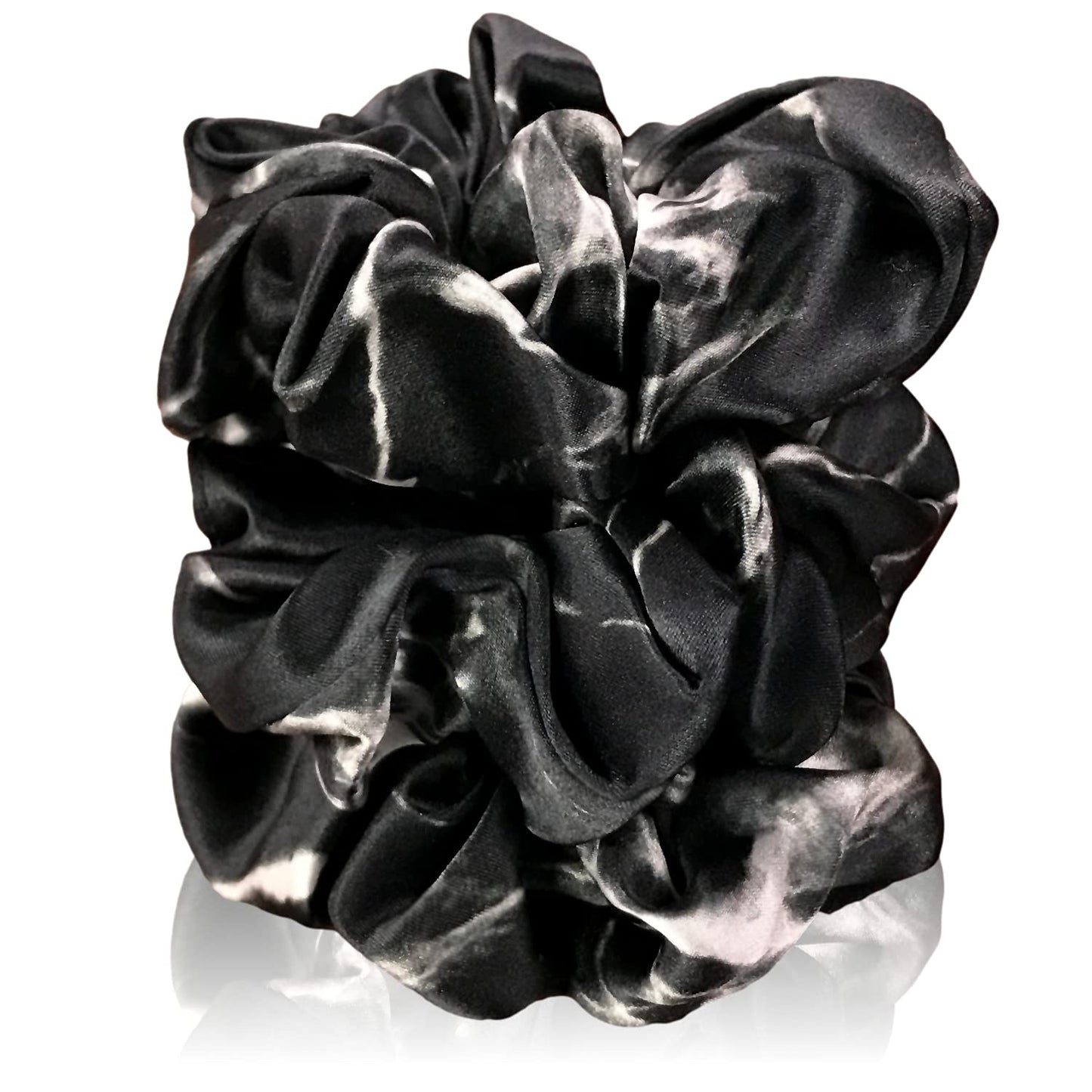 Celestial Silk Mulberry Silk Scrunchies For Hair (Black Marble)