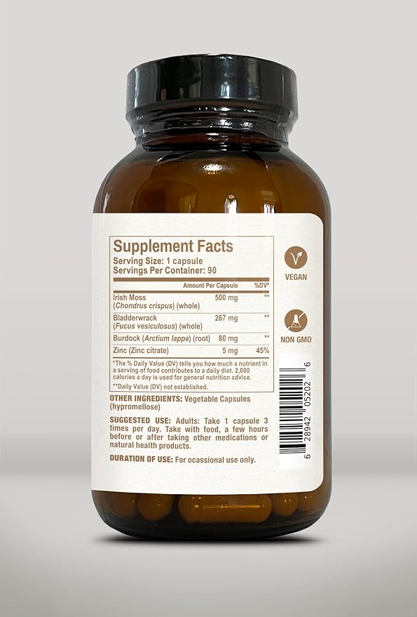 Immune Minerals Capsules - Sea Moss, Burdock, Bladderwrack Capsules (Irish Moss) - High Potency
