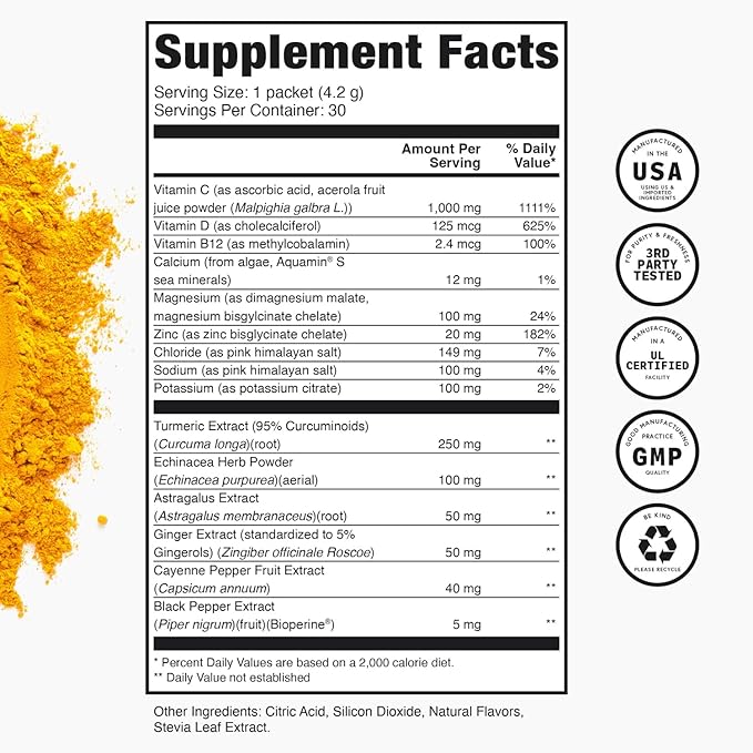 TRULEAN Everyday Wellness - All-in-One Immune Support, Wellness & Vitamin Shot, Vitamin-C, Turmeric, Ginger, Zinc, & Echinacea - No Artificial Ingredients, No Sugar & Gluten Free - 30 Packets