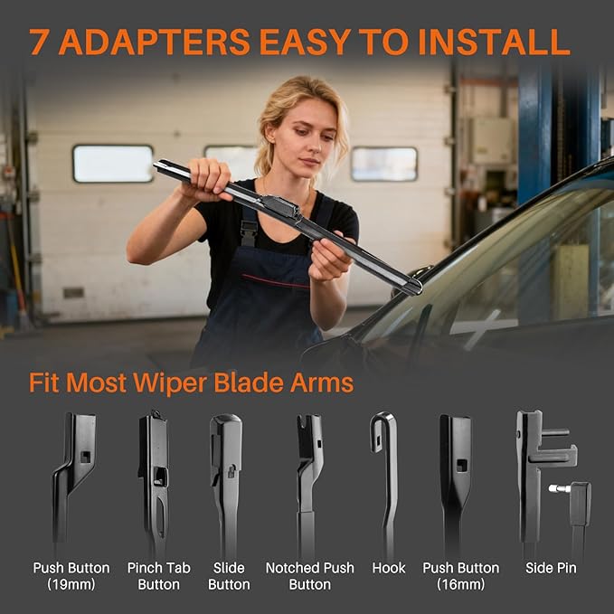DOG TAIL Water Repellent Silicone Wiper Blades 24" 19" Set with Multiple Adapters and 2 Refills, Automotive Replacement Front Windshield Wiper Blades for My Car with Water Repellency Formula DropClear