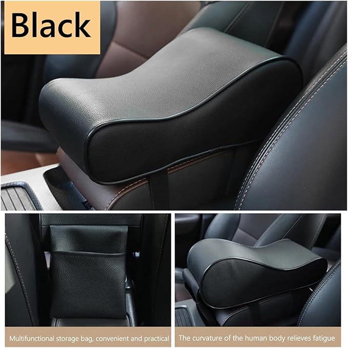 Center Console Cover, Car Center Console Armrest Cushion With Storage Pouch Multifunctional Car Armrest Box Lift Pad Memory Foam Vehicle Pillow Cover(Black)
