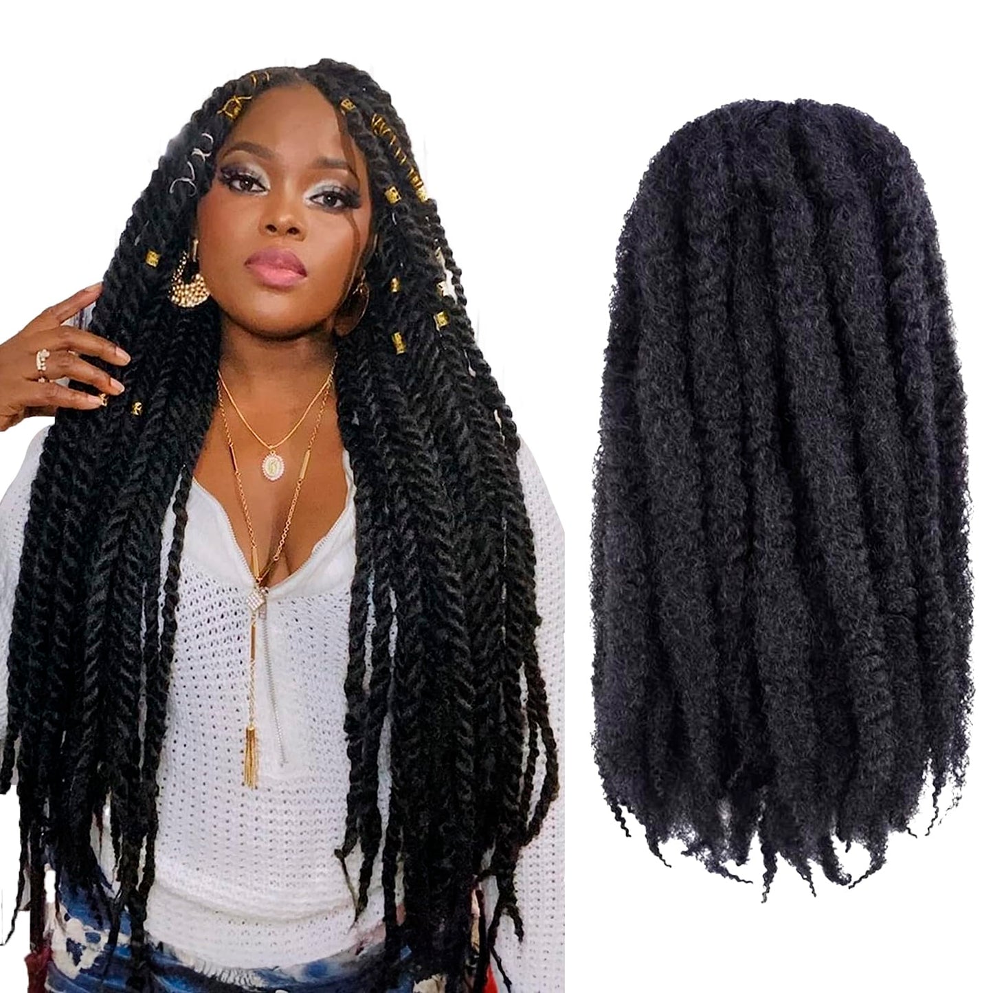 Toyotress Marley Hair Crochet Braids - 16 Inch 6 Packs #2 Dark Brown, Afro Kinky Curly Marley Twist Braids Synthetic Twist Croch