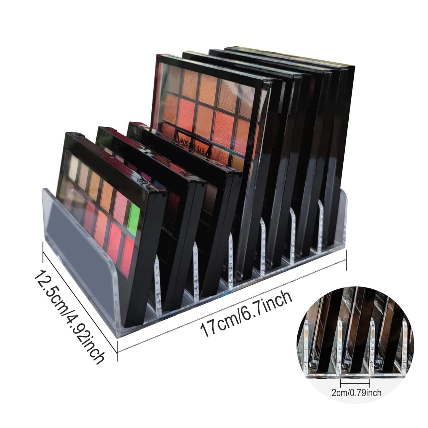 Acrylic Clear Eyeshadow Palette Organizer 7 Sectons Makeup Palette Organizer for Bathroom Countertops,Vanities