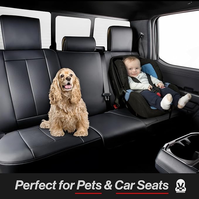 Coverland Custom Fit Car Seat Covers for Car Compatible with [Cadillac DTS, Oldsmobile Cutlass] Premium Water Resistant Leather Non-Slip Interior Protector [Full Set Black - Size Chart X78]