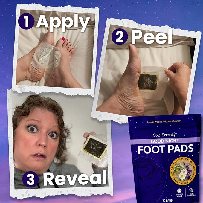 Lure Essentials Sole Serenity Good Night Foot Pads with Magnesium Glycinate, Valerian Root, Lavender (Calming) (3 Pack)