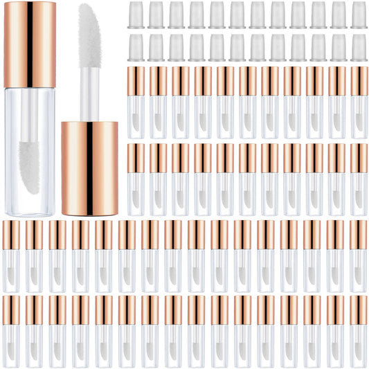 Patelai 100 Pieces 1.2 Ml Clear Mini Lip Gloss Tube Refillable Empty Lip Balm Gloss Containers For Women Girls Diy Makeup, Rose