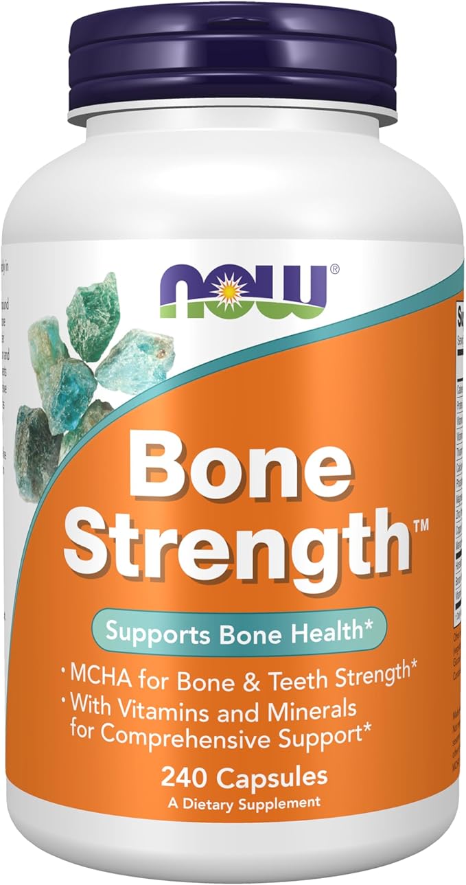 NOW Foods Supplements, Bone Strength™ with Microcrystalline Hydroxyapatite (MCHA), Magnesium and Vitamins C,D and K, 240 Capsules