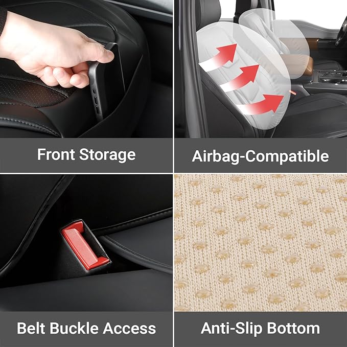 Coverland Custom Fit Car Seat Covers for Car Compatible with [BMW 3-Series Sedan, 7-Series LWB, Mazda6] Premium Waterproof Non-Slip Interior Seat Protector [Full Set Black - Size Chart X63]