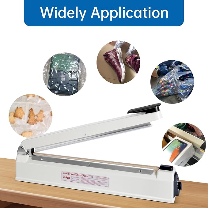 Impulse Heat Sealer with Hot Cutting Wire, Heavy-Duty Bag Sealing & Cutting Machine, 2 Extra Replacements（Purple, 8inch）