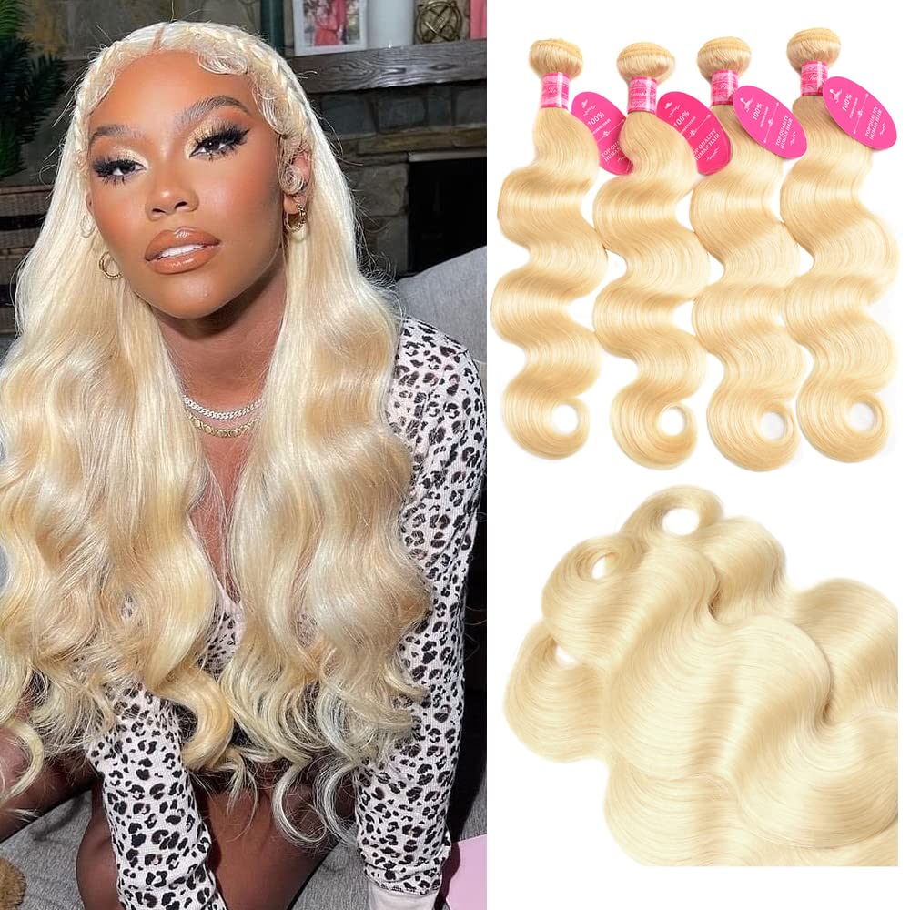 Yisea Brazilian 613 Body Wave 4 Bundles (22 24 26 28 12A Unprocessed Virgin Hair 100% Human Hair 613 Body Wave Bundles Body Weav