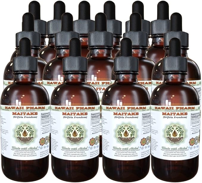 Maitake Alcohol-Free Liquid Extract, Organic Maitake (Grifola Frondosa) Dried Mushroom Glycerite Natural Herbal Supplement, Hawaii Pharm, USA 15x4 oz