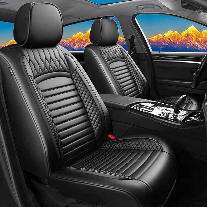 Fit Venza Car Seat Covers for Toyota Venza 2009-2024 2025 2026 - Upgraded Premium Waterproof & Breathable Leather, Airbag Compatible, All-Weather Seat Cushion Protector (Full Set, Black)