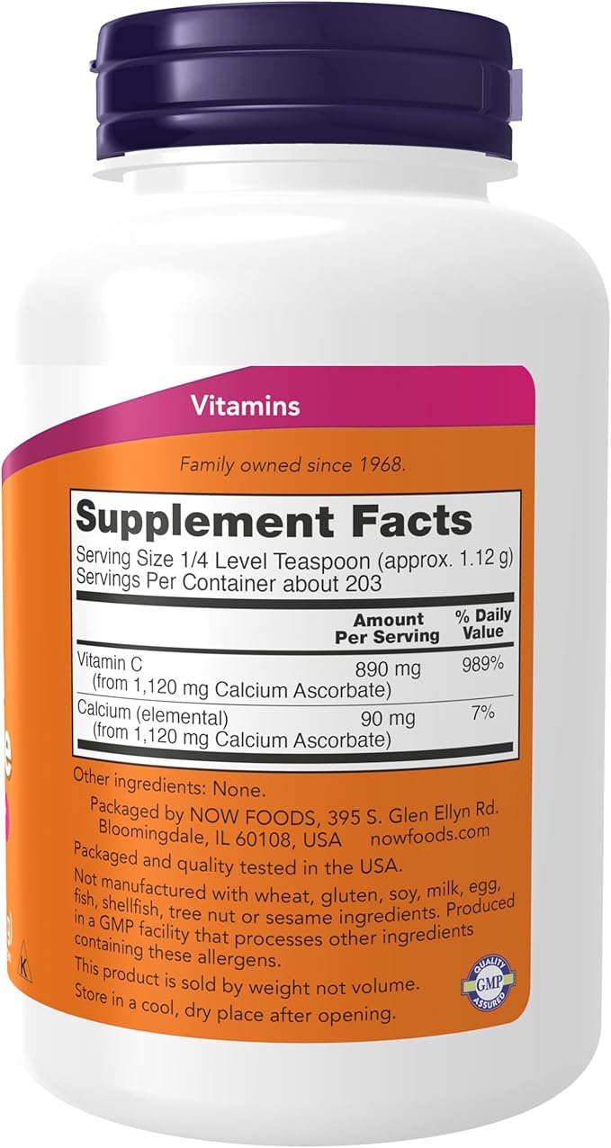 NOW Foods Supplements, Calcium Ascorbate Powder, Buffered, Antioxidant Protection*, 8-Ounce