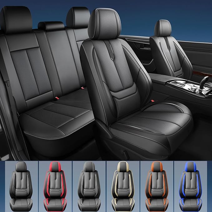 Fit Insight Car Seat Covers for Honda Insight 2010-2021 2022-Upgraded Premium Waterproof & Breathable Leather,Airbag Compatible,All-Weather Seat Cushion Protector,Full Set,Black