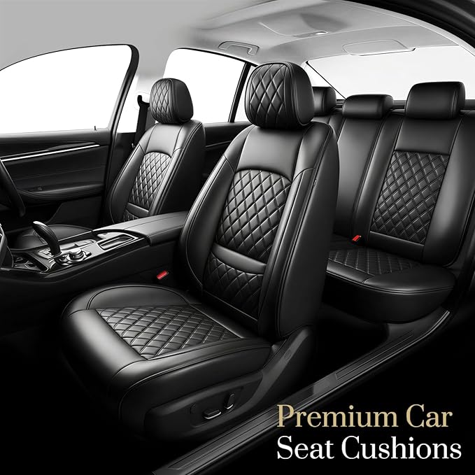 Fit RLX Car Seat Covers for Acura RLX 2013-2020 - Premium Leather, Waterproof, All-Weather, Airbag Compatible, Anti-Slip, Breathable, Easy Install, Seat Protectors, Full Set, Black