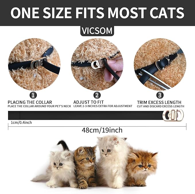 4 Pack Flea and Tick Collar for Cats, 32 Months Treatment Prevention, Waterproof Adjustable Kitten Collar, Black Grey
