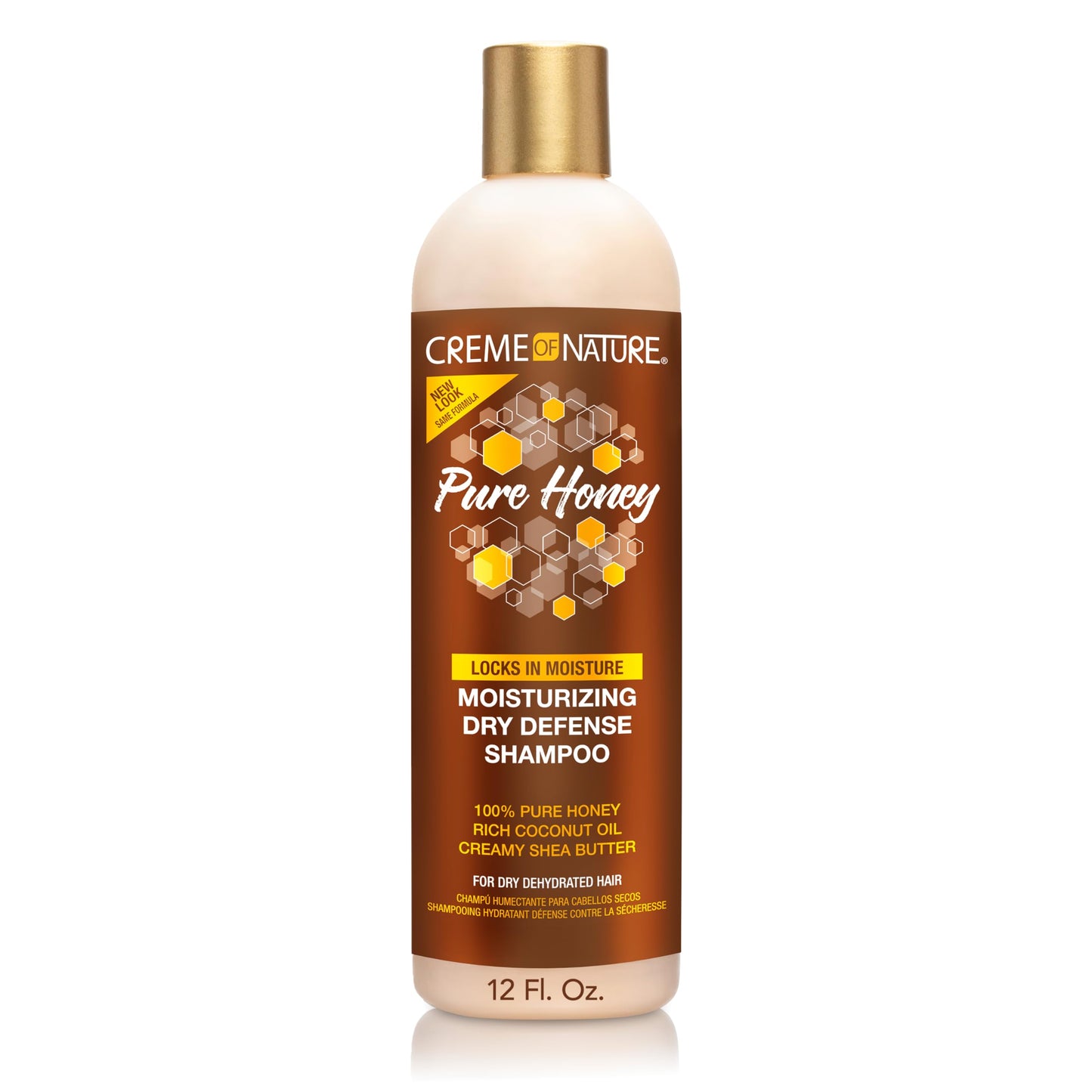 Coconut Oil & Shea Butter Shampoo By Creme Of Nature,Dry Defense For Damaged Hair, Formula With Pure Honey, 12.07 Fl Oz