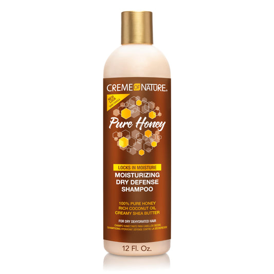 Coconut Oil & Shea Butter Shampoo By Creme Of Nature,Dry Defense For Damaged Hair, Formula With Pure Honey, 12.07 Fl Oz