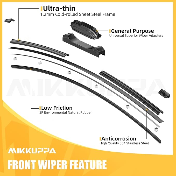 MIKKUPPA 24"+18"+12" Windshield Wiper Blades Replacement for 2005-2015 Nissan Xterra, Front & Rear Wiper Blades, Durable Stable Quiet All Season (Pack of 3)