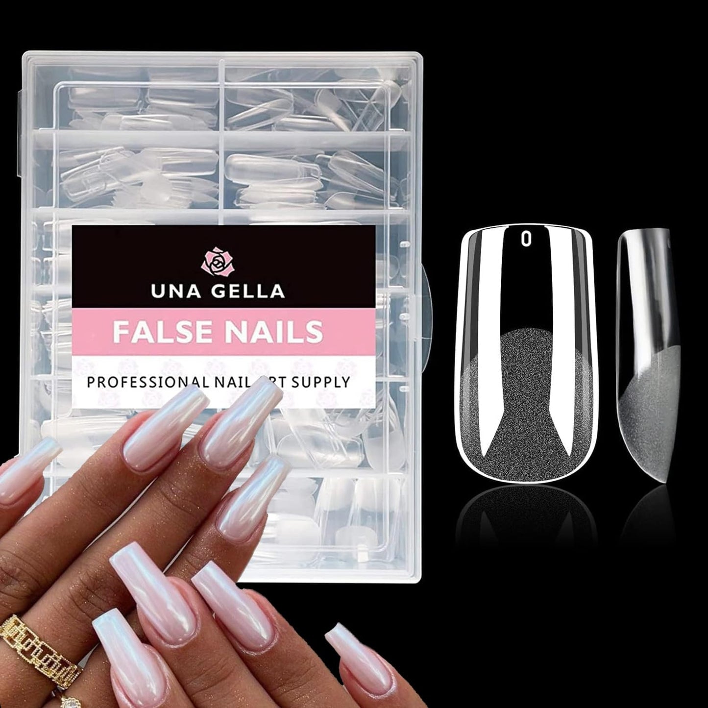 UNA GELLA Square Toe Nail Tips | 504 Pcs Soft Gel Full Cover | DIY Pedicure