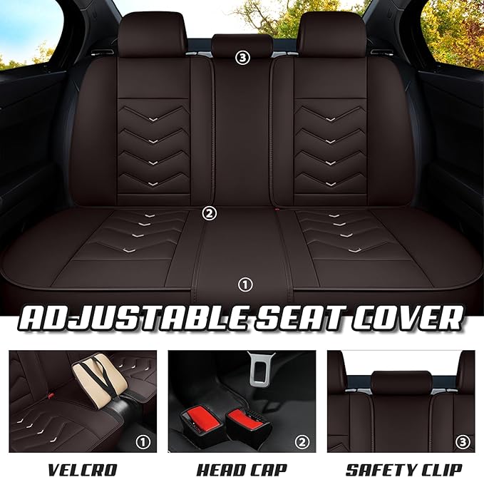 Car Seat Covers for KIA Sedona 2003-2021, Premium Nappa Leather Car Seat Cover, Stylish Sport Seat Covers， Automobile Seat Cover Sets.(Standard 5 Seats/Coffee Color)