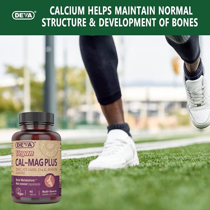 DEVA Vegan Calcium Magnesium Supplement Plus, Zinc, Vitamin C, Vitamin D, Vitamin K, Boron, Sugar Free & Gluten Free, 90-Tablets