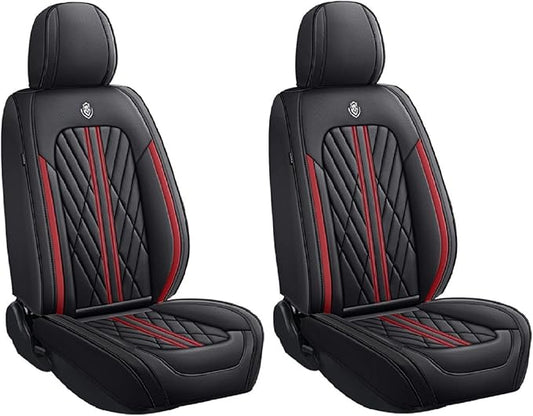 Premium Nappa Leatherette Car Seat Cover Set Custom Fit for Honda CR-V CRV 2000-2023 2024 2025 2026 Water-Proof Breathable Faux Leather Seat Cushion Protectors (Front 2 Seats,Red Line)