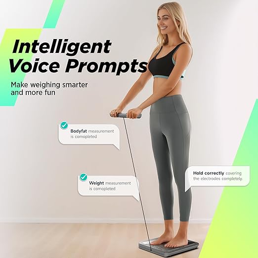 Runstar Digital Bathroom Scale for Body Weight, Body Fat, BMI 28 Measurements, Innovative 8-Electrode Smart Scales FSA or HSA Eligible with Voice Prompt Function High Accurate Bluetooth Weight Machine
