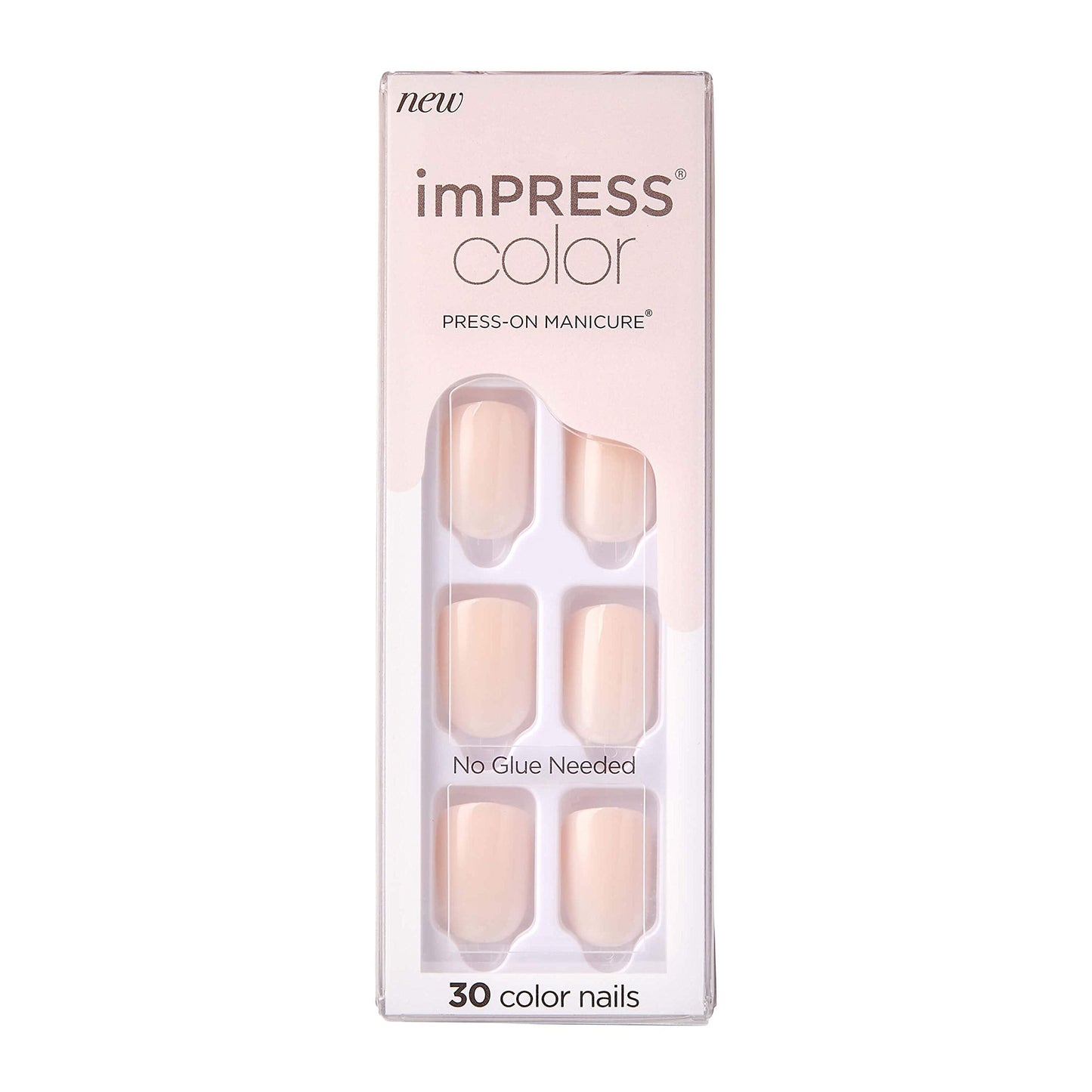 Kiss Impress No Glue Mani Press On Nails, Color, 'Point Pink', Pink, Short Size, Squoval Shape, Includes 30 Nails, Prep Pad, Ins