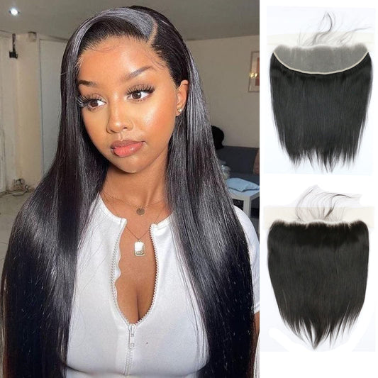 Uneed 13X4 Frontal Hd Lace Frontal 18 Inch Straight Frontal Human Hair Transparent Hd Frontal Closure 150% Density Natural Hairl
